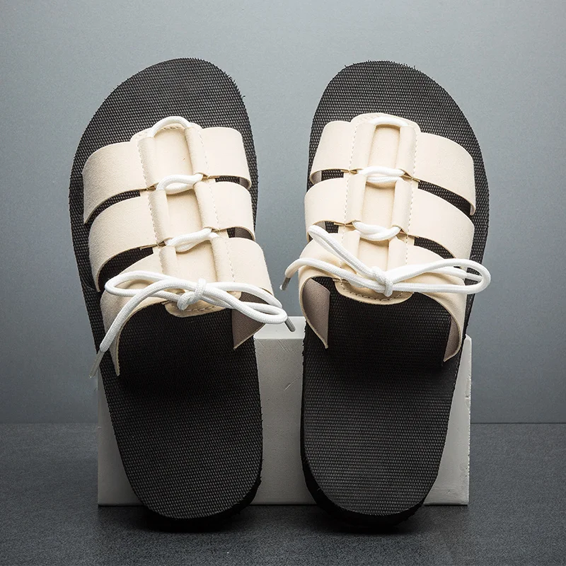 

Vogue Fashion Men Flats Shoes Nice Summer Slippers Men New Outdoor Non-slip Beach Shoes Pop Tide Trend Man Shoes Zapatos 38