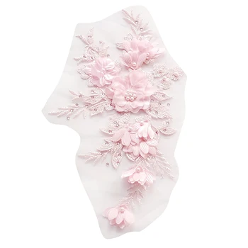 

Beaded Hot Drilling Lace Bridal Beaded Flowers Embroidery Patches For Clothing Wedding Diy Decor Dress Iron On Sewing Applique