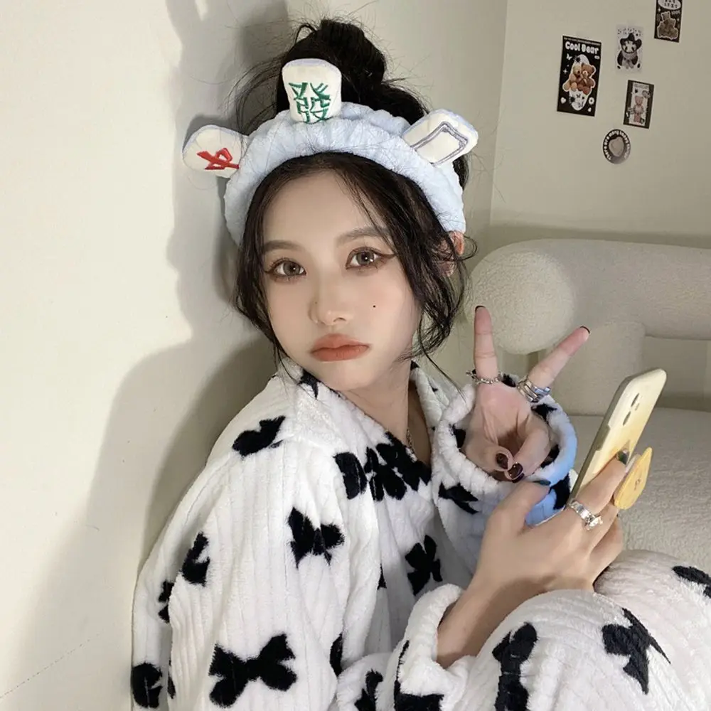 hair clips for long hair New Cute Funny Plush Mahjong Headband Women Girls Wide Side Hairbands Hair Hoop Non-slip Hair Accessories Girls Head Wrap bow hair clip