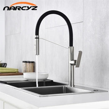 

Kitchen Faucets Nickel Single Handle Pull Out Kitchen Tap Single Hole Handle Swivel 360 Degree Water Mixer Tap XT-236