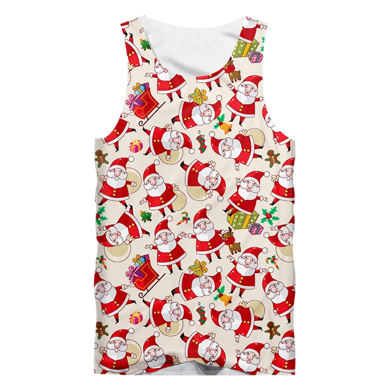 

IFPD EU Size Christmas Men's 3D Printed Santa Claus Gingerbread Best Selling Tank Top 6XL Personality Plus Size Xmas Party Vest