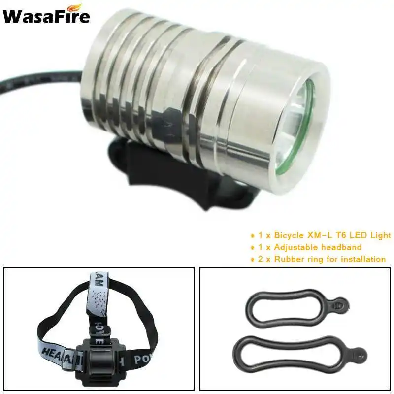 with headband WasaFire XM-L2 светодиодный велосипедный светильник 1800lm супер яркий велосипедный передний светильник велосипедный головной светильник с перезаряжаемой батареей 18650 - Цвет: with headband
