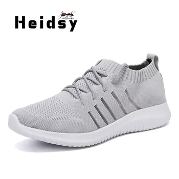 

Heidsy 2019 Breathable Men's Sneakers Fashion Sock Shoes Solid Color Sports Shoes Lightweight Men Casual Shoes Zapatos