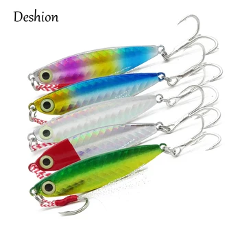 

Deshion 1PC Winter Ice Fishing Jigs 7g 10g 15g 20g Shore Casting Micro Jig with Hooks Lead Fish Tackle Sea Metal Fishing Lure