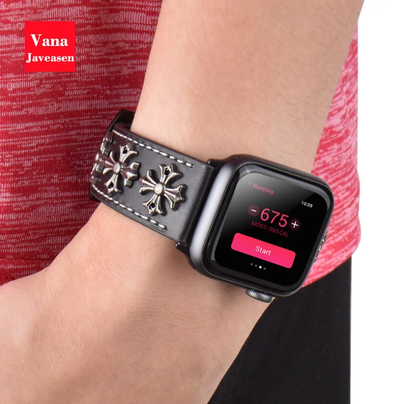 

Vana Javeasen Retro Leather Watch Band For Apple Watch Series 4/3/2/1 Cross Watch Straps For iwatch 38mm/40mm/42mm/44mm Reloj
