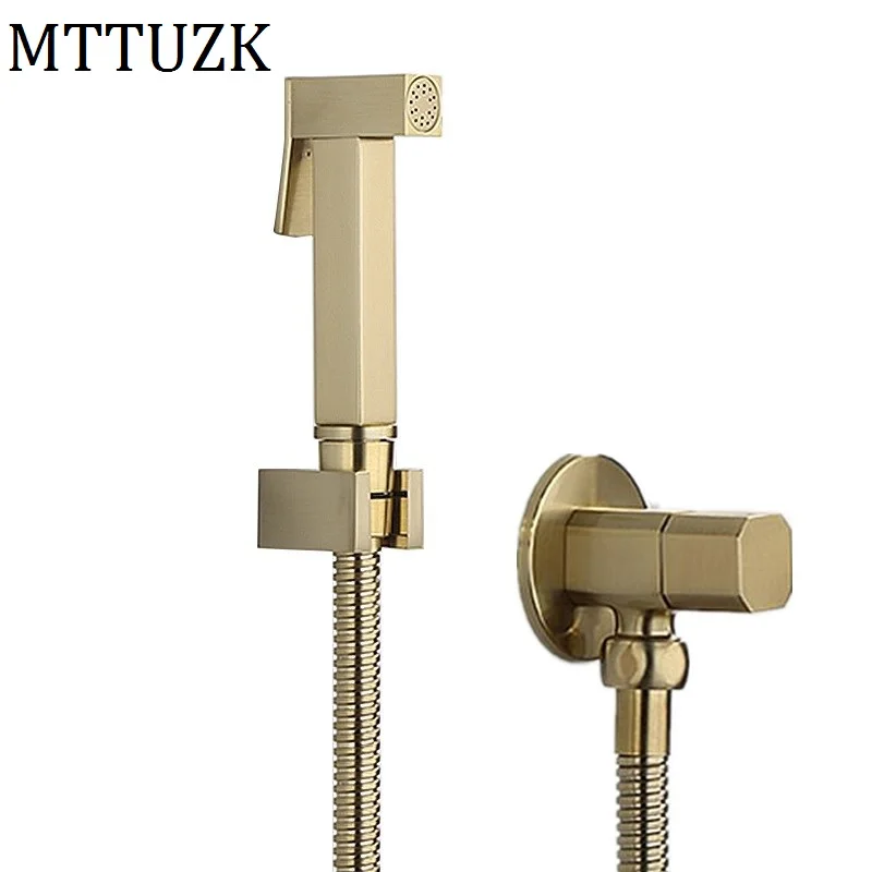 MTTUZK Brush Gold Square Bidet Bathroom Hand Shower Bidet Toilet Sprayer Hygienic Shower Bidet