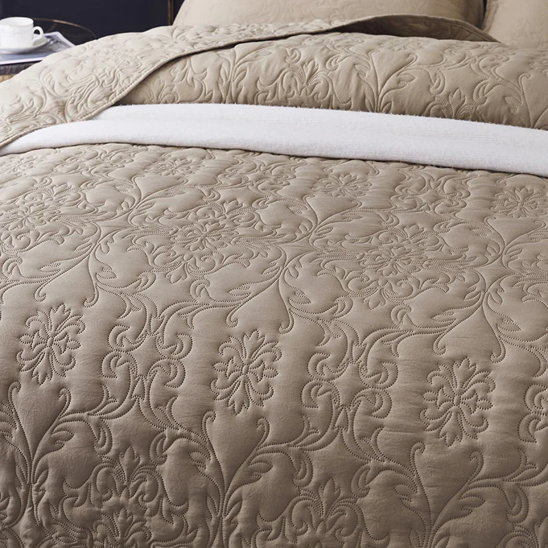 Branco Embossing Algodão Plaid Quilt, Cobertor de