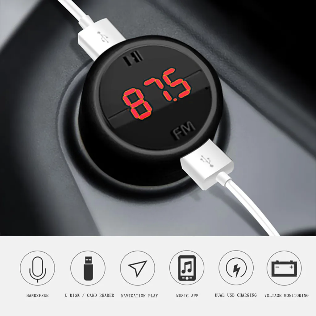 Автомобильный Bluetooth fm-передатчик, двойной usb порт, автомобильное зарядное устройство, автоматический модулятор, mp3-плеер, автомобильный прикуриватель, комплект для громкой связи, новинка 5V3. 1A