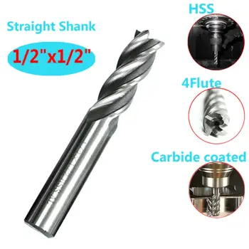 

1pcs End Mill High Speed Steel Straight Four Flute Spiral Cutter Drill Bit Shank