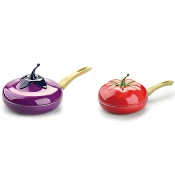 

2 Pcs Fruit Pan Cooking Pot Color Grill Pan Induction Cooker Gas Aluminum Alloy Cookware, Eggplant & Tomato