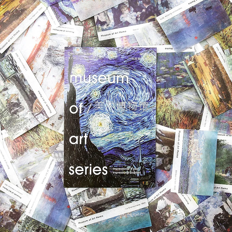 Museum of art 40 шт./упак. Стикеры пакет пуля журнал декоративные наклейки из бумаги васи Скрапбукинг ярлыком канцелярские наклейки для дневника, альбома - Цвет: Museum of art