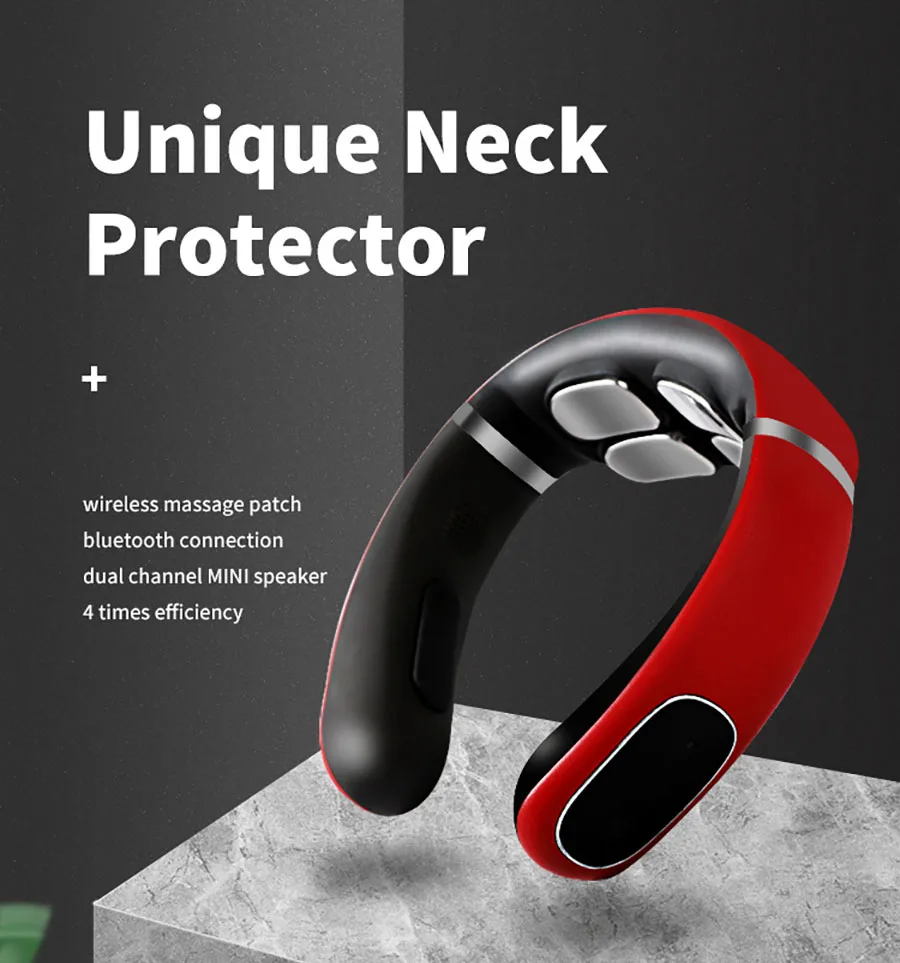 Массажер для шеи с Bluetooth TENS Pulse 4D подушка безопасности подогрев вибрация снятие