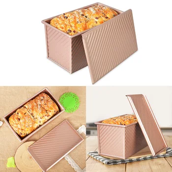 

450g Toast Box Toast Box for Oven Bread Mold Carbon Steel Corrugated Non Stick Toast Box with Lid