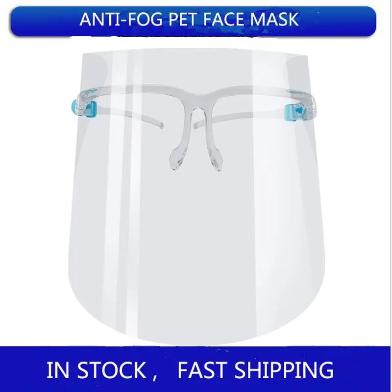 

100PCS DHL Full Face Mask WIth Goggles Transparent Anti Fluids Kitchen Face Shield Anti Splash Mouth Face Clear Protective Mask