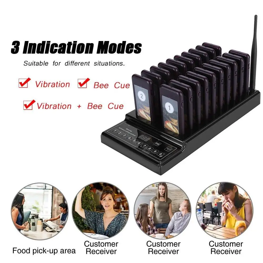 

Restaurant Pager Wireless Waiter Paging Queuing Calling System Buzzer Quiz pager for guest With 20 Pager For Cafe Church