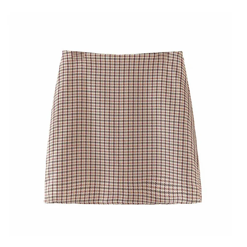 Женская элегантная клетчатая мини-юбка faldas mujer с боковой молнией, офисная одежда, Женская Повседневная стильная трапециевидная юбка