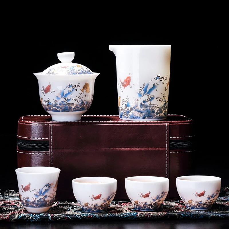 Китайский чайный набор керамический Suet jade горшок чайная чашка Gaiwan фарфоровый