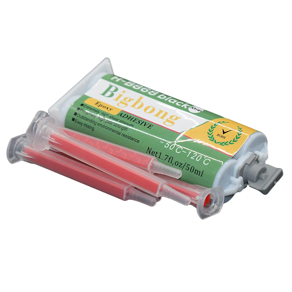 

Epoxy AB Glues High Temperature 50ml Black Adhesive Glue 1:1 Resin Strong Adhesives with 5pc Mixer Tube Static Mixing Nozzle Set