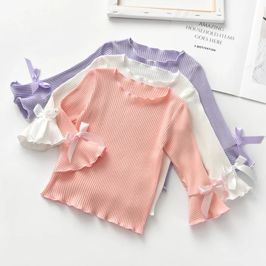 Fashion Baby Girls T Shirts For Autumn Spring Infant Toddler Girl Bottoming shirt Kids Long Sleeve T shirts Top Children Clothes