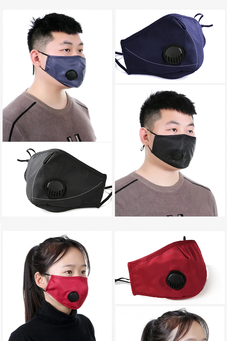 Unisex Cotton Breath Valve PM2.5 Mouth Mask Anti-Dust Anti Pollution Mask Cloth Activated Carbon Filter Respirator
