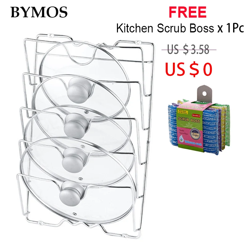 

5 Layer Pot Lid Storage Rack Pot Covers Holding Drying Pan Lid Holder Cabinet Pantry Storage Organizer For Kitchen Anti-Fall