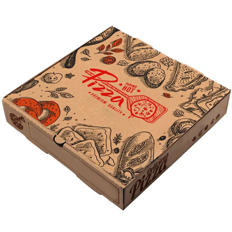 Wholesale 35 CM 9 Inch Pizza Box Package Carton Supplier Custom Design Printed Packing Bulk Cheap Pizza Boxes With Logo 3