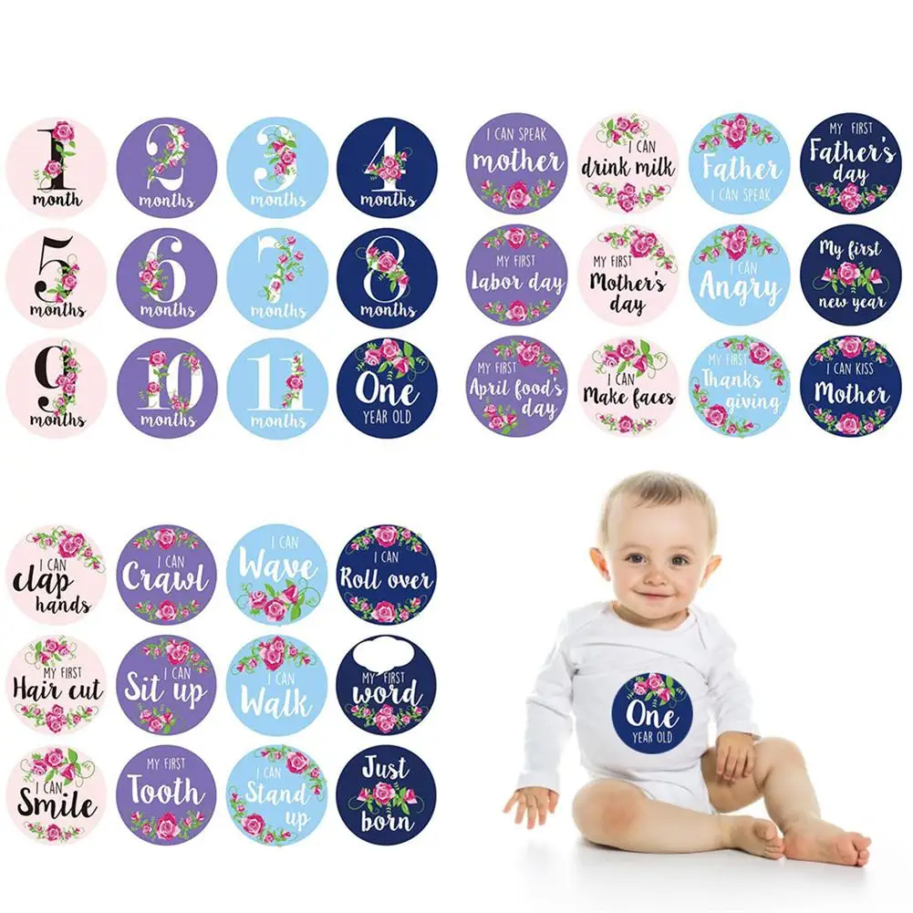 

12pcs/set Newborn 12 Months Sticker Milestone Blanket With Marker & Milestone Cards For Baby Boy & Girl Applique Sticker NEW