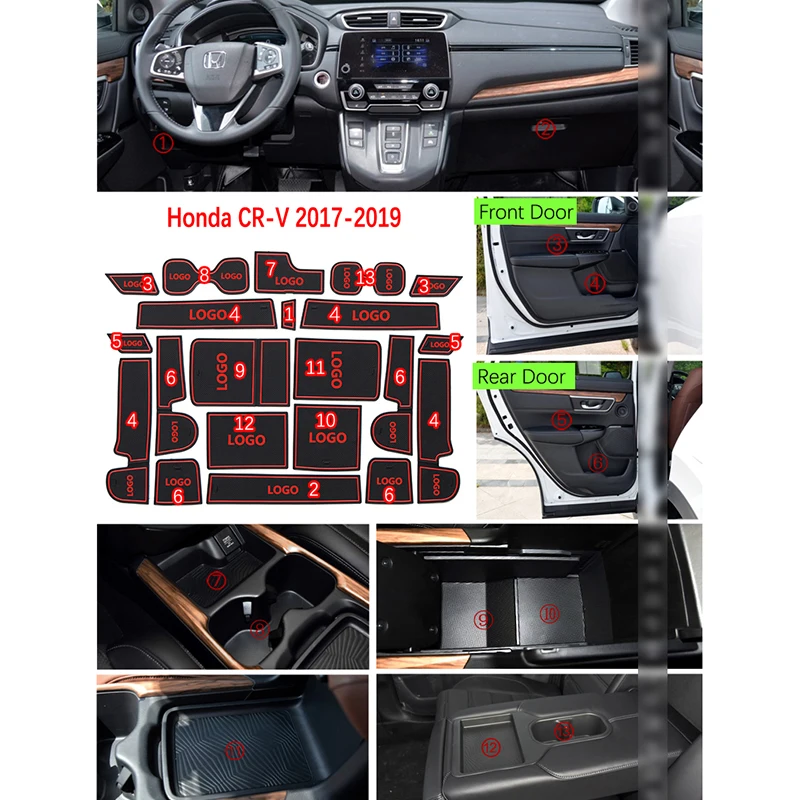 Противоскользящая дверная резиновая подушка для Honda CRV CR-V CR V 5th Gen V~ паз коврик интерьер автомобиля аксессуары для телефона