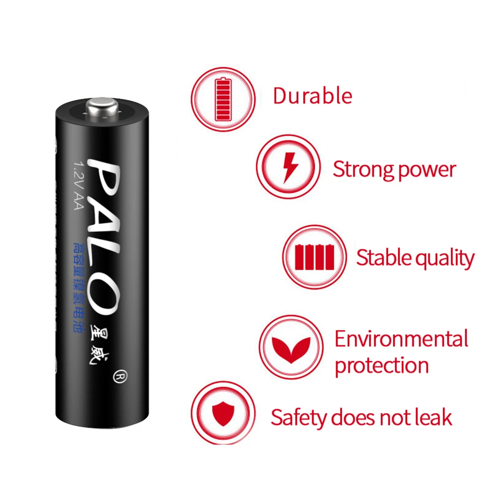 12 шт. оригинальные PALO 1,2 V AA аккумуляторные батареи 3000 mAh 2A батареи ni-mh перезаряжаемые батареи для камеры фонарик