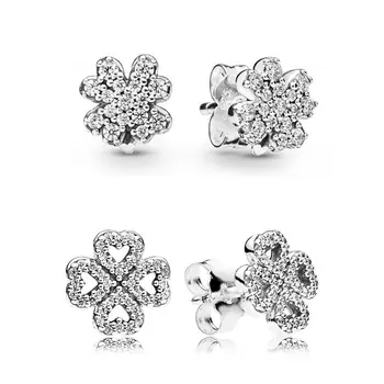 

YDX Authentic 100%925 Sterling Silver Stud Earrings For Women Simple Four Leaf Clover Earings Fashion Jewelry 2020