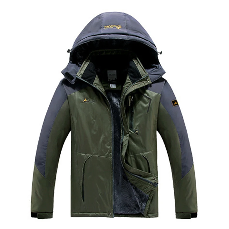 Dark green Jacket TWTOPSE зимние Для мужчин Водонепроницаемый спортивные катание на сноуборде и лыжах куртка теплая одежда, для катания на велосипеде, для рыбалки, с защитой от ветра Пеший Туризм Кемпинг флисовой куртки пальто для активных видов спорта вне помещений - Цвет: Dark green Jacket