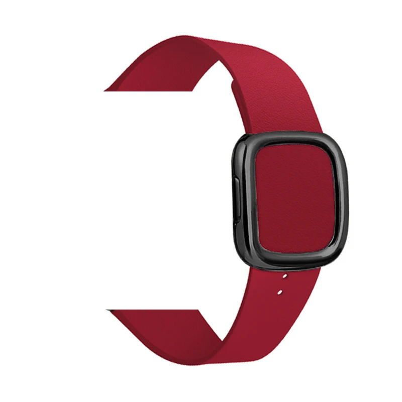 Ruby red 2 Кожаный ремешок современный Стиль ремешок для apple watch 5 группа 4 44/40 мм браслет аксессуары для наручных часов iWatch серии 3/2/1 42/38 мм - Цвет ремешка: Ruby red 2