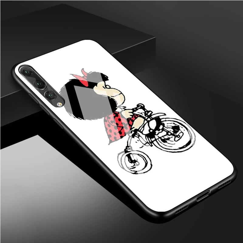 cute huawei phone cases Mafalda Tempered Glass Phone Case For Huawei P20 P30 P40 P40 Lite Pro Psmart Mate 20 30 Cover Shell huawei snorkeling case Cases For Huawei