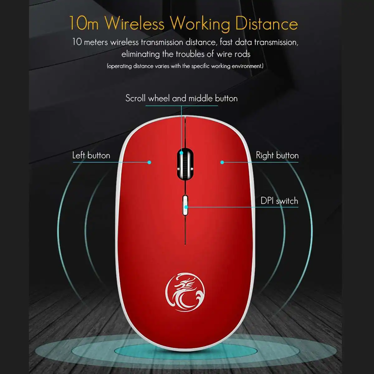 1600DPI 2.4G Wireless Ultra-thin 4 Button Mute Mouse Business Office Mouse