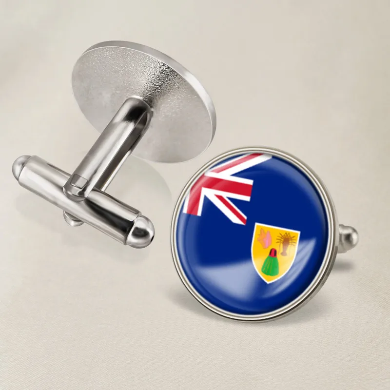Родиевое покрытие Turks and Caicos Islands Flag Cufflinks World Country Flag and Area Flag Cufflinks - Окраска металла: Родиевое покрытие
