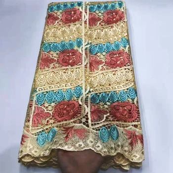 

2020 hot Design African Beaded Lace Fabric with stones Nigerian Lace Fabric For Wedding French Embroidery Tulle Voile Lace Fabr