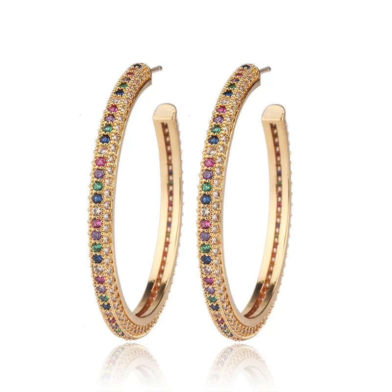 gold color OMYFUN Mystic Rainbow Brincos женские серьги золотого цвета с кристаллами Купер серьги-кольца Роскошные Joyas Модные женские ювелирные изделия E016 - Окраска металла: gold color