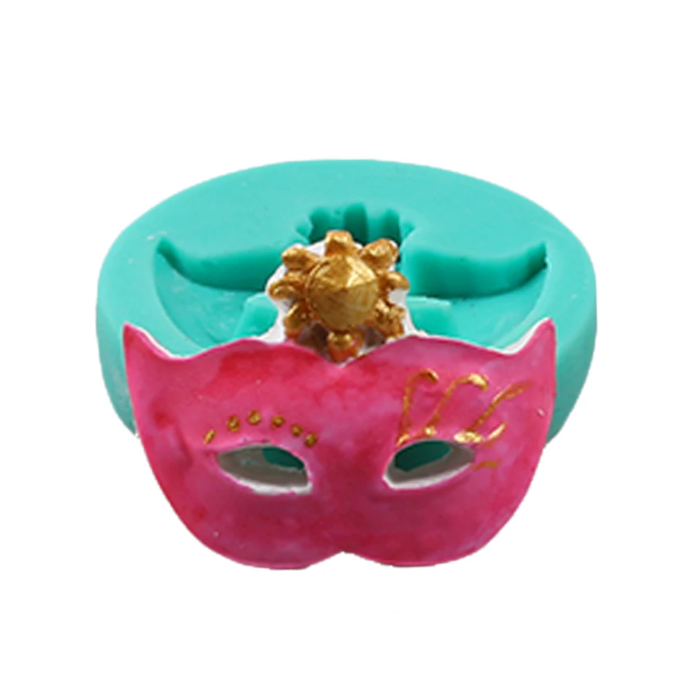 New 1Pcs Party Mask Shape Silicone Cake Topper Mold Fondant Decorating Chocolate DIY Biscuit Sugar craft Polymer Clay