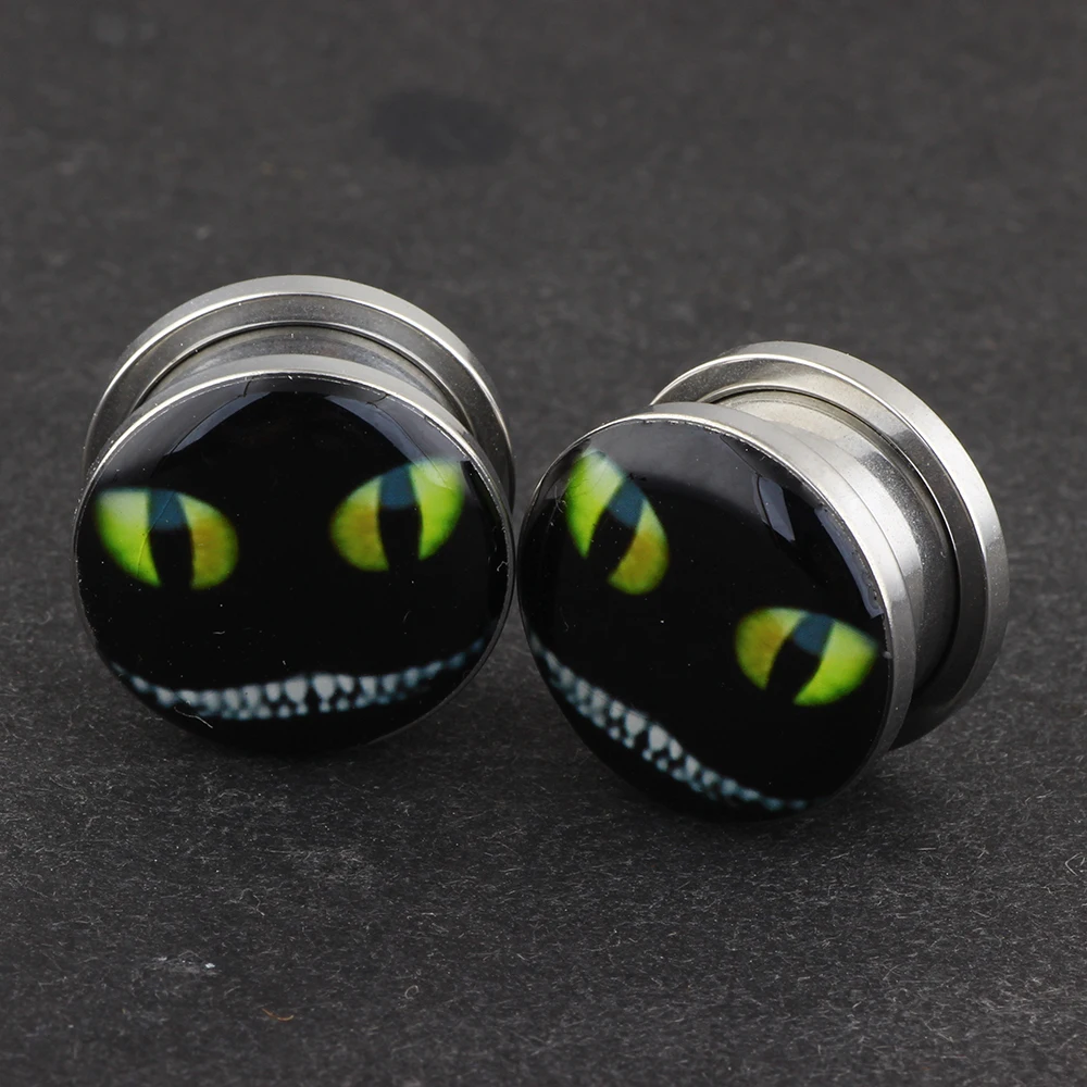 JUNLOWPY Mix 7 Sizes Logo Ear Plugs Gauges Expander Lobe Stretcher Piercing Stainless Steel Screw Flesh Tunnels Body Jewelry