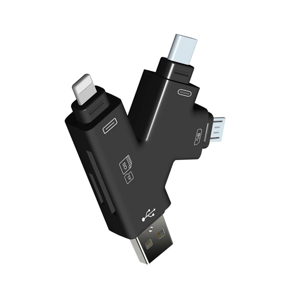 Многофункциональный USB4 в 1 Micro usb type C TF SD кардридер адаптер для IPhone Android