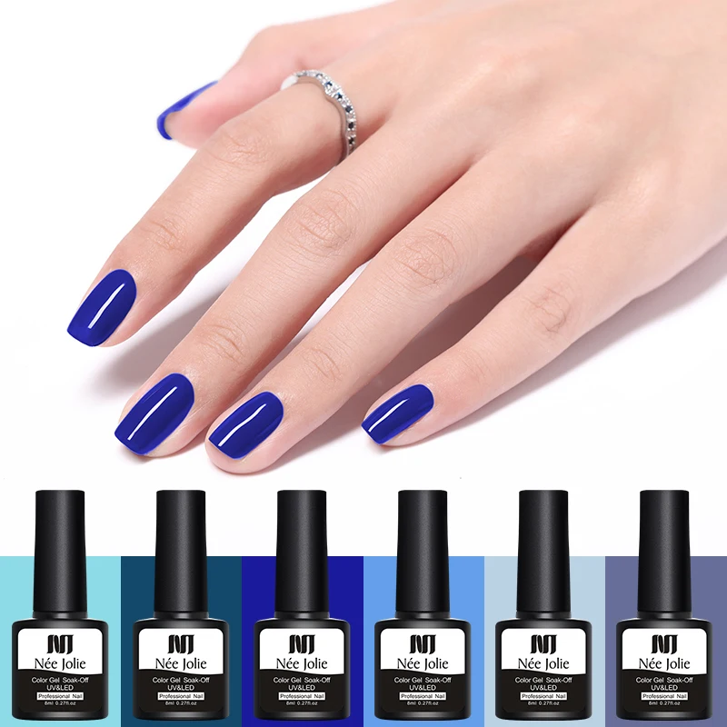 NEE JOLIE гель 8 мл синий цвет серия лак Sock Off vernis Полупостоянный УФ светодиодный Гель
