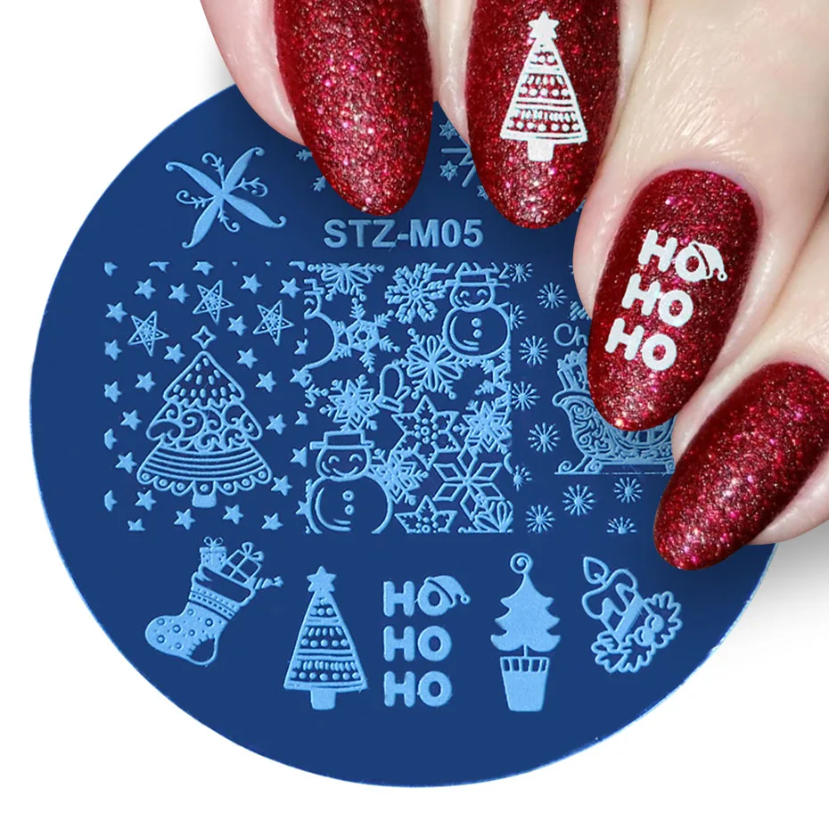 1 шт рождественские пластины для штамповки ногтей снежинки цветы штамп для ногтей УФ гель изображение трафаретная пластина инструменты для полировки BESTZM01-10 - Цвет: STZ-M05