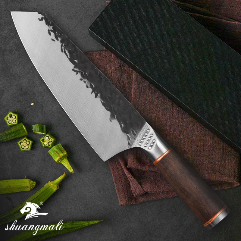 Shuangmali 7 Inch Utility Vegetable Chef Knife 5cr15 Steel Kitchen Butcher Knives Sharp Cleaver