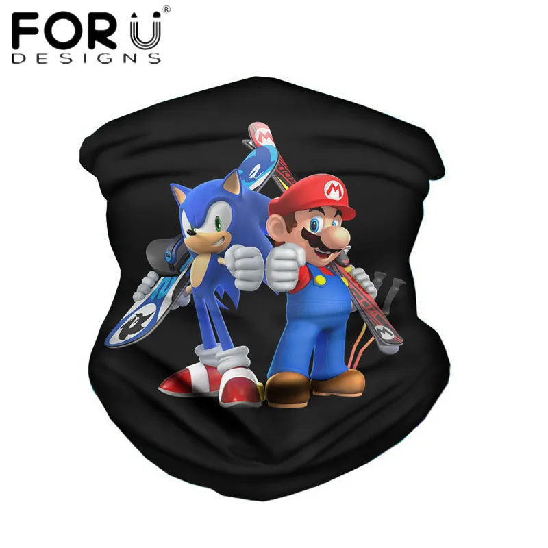 

FORUDESIGNS Cool Sonic the Hedgehog Printed Men Boys Cycling Headwear Face Shied Masks Sun Protection Foulard Scarves Bandana