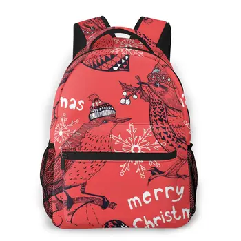 

2020 OLN Travel Backpacks Funny Christmas Birds With Hat Girl Backpack For Women Large Capacity School Bag For Teenage