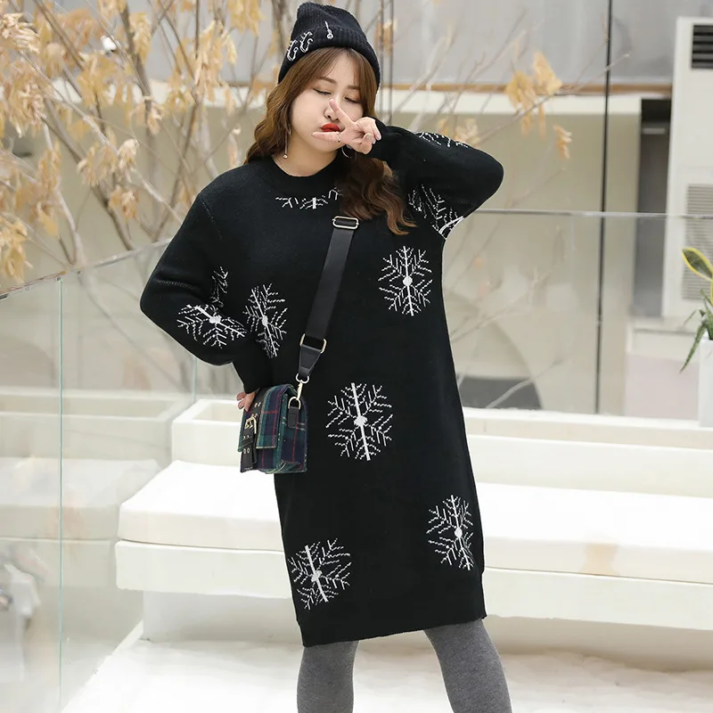 Autumn& Winter New Products Plus-sized Large Size Dress Large GIRL'S Long Snowflake Sweater Knitted Skirts M040