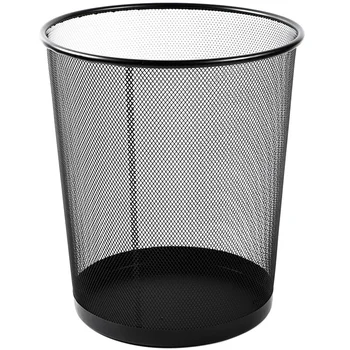

Black Metal Mesh Large Trash Can Waste Paper Iron Mesh Cleaning Trash Can