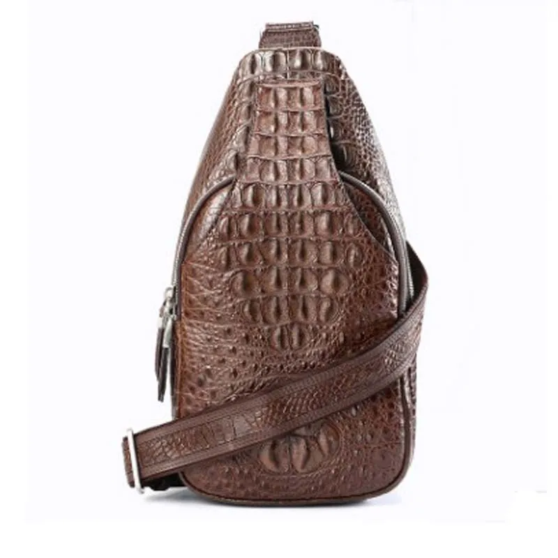 

dongou crocodile men Chest package Leather shoulder bag casual crossbody bag alligator bone leather bag for men men chest bag