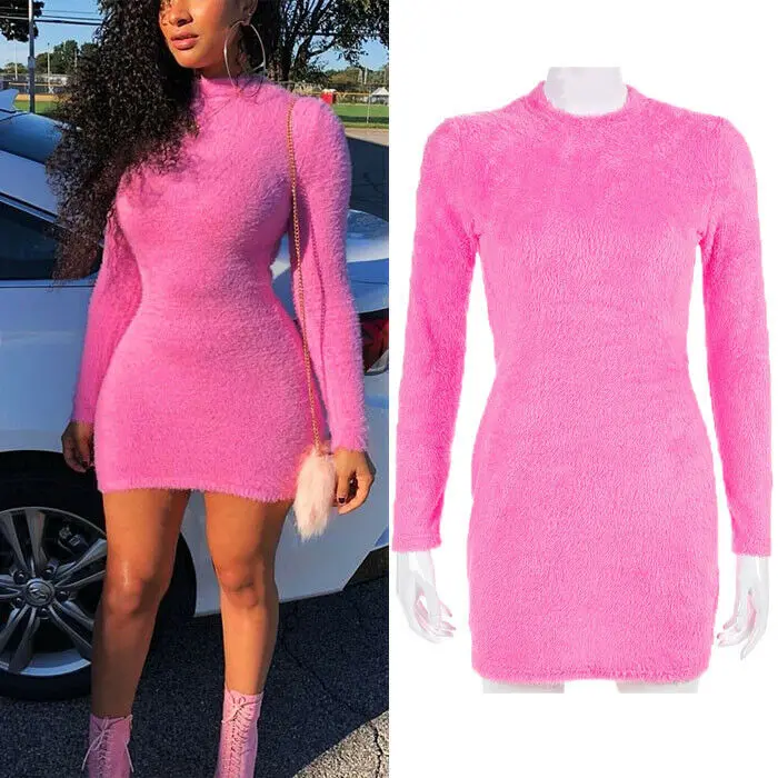 fluffy bodycon dress