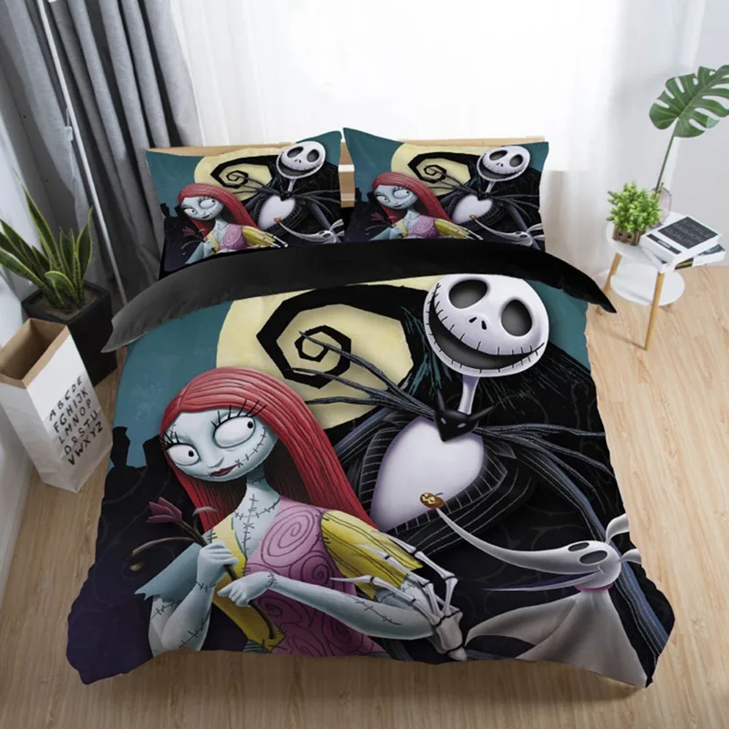 

The Nightmare Before Christmas Printed Bedding Set Cartoon Pattern Bed Linen Duvet Cover Pillowcases Twin Full Queen King Size